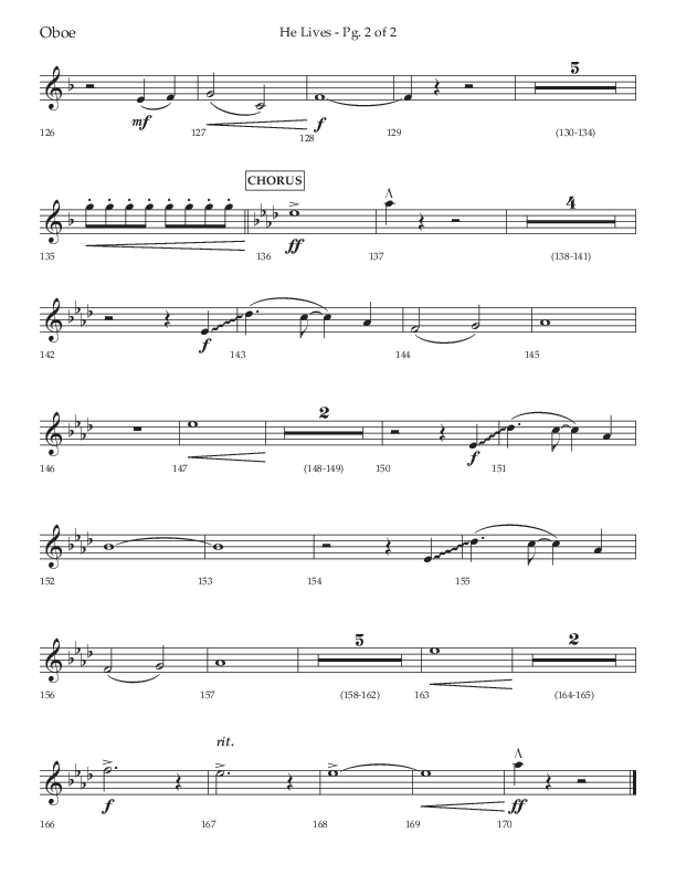 He Lives (Choral Anthem SATB) Oboe (Lifeway Choral / Arr. David Wise / Orch. David Shipps)