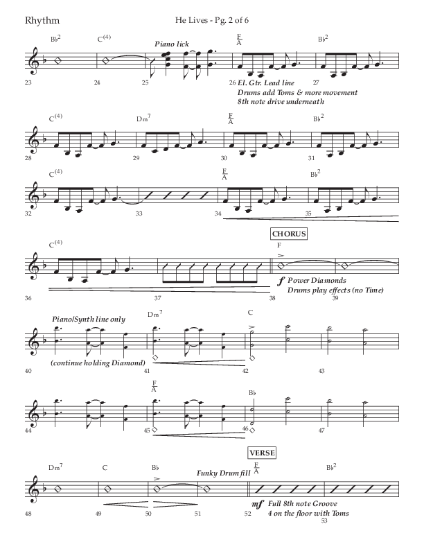 He Lives (Choral Anthem SATB) Rhythm Chart (Lifeway Choral / Arr. David Wise / Orch. David Shipps)