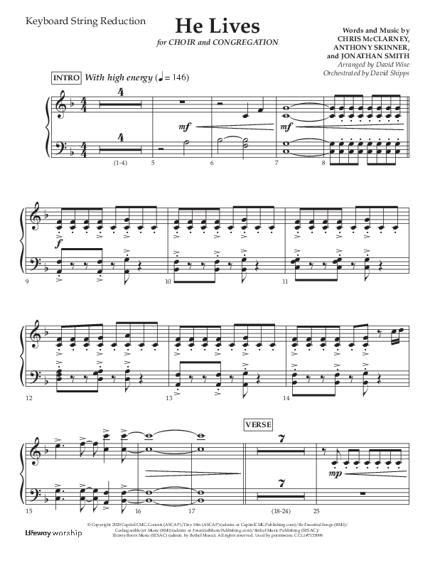 He Lives (Choral Anthem SATB) String Reduction (Lifeway Choral / Arr. David Wise / Orch. David Shipps)