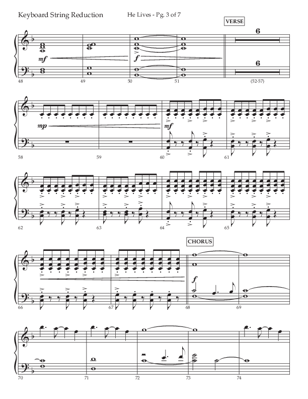 He Lives (Choral Anthem SATB) String Reduction (Lifeway Choral / Arr. David Wise / Orch. David Shipps)