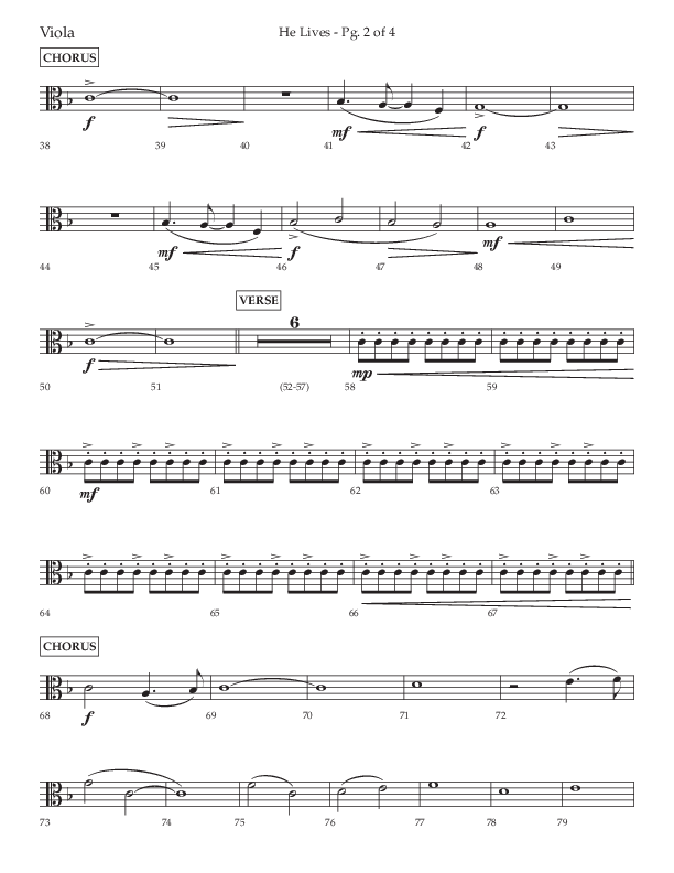 He Lives (Choral Anthem SATB) Viola (Lifeway Choral / Arr. David Wise / Orch. David Shipps)