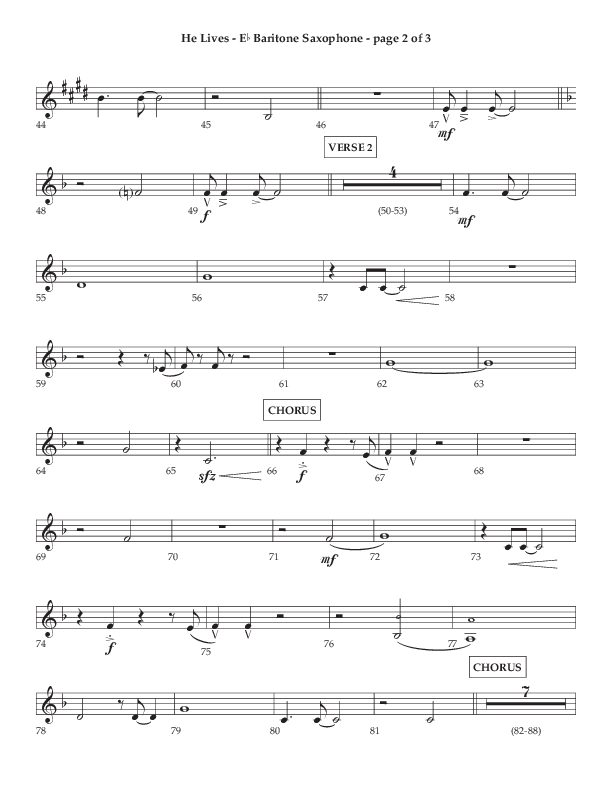 He Lives (Choral Anthem SATB) Bari Sax (Lifeway Choral / Arr. Dale Bleam)