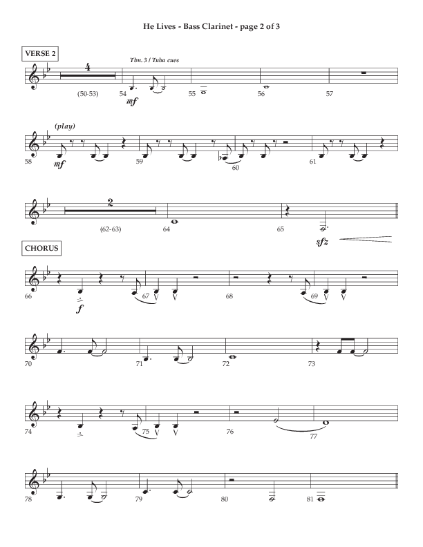 He Lives (Choral Anthem SATB) Bass Clarinet (Lifeway Choral / Arr. Dale Bleam)