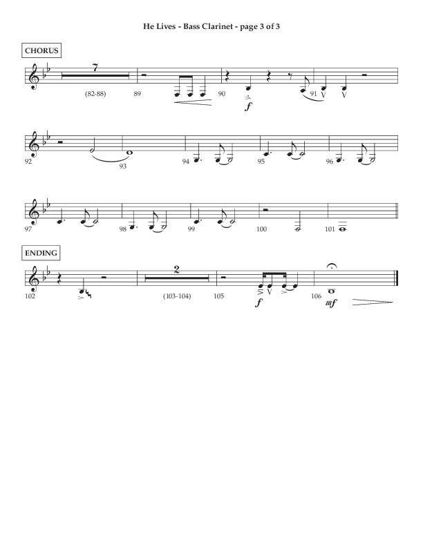 He Lives (Choral Anthem SATB) Bass Clarinet (Lifeway Choral / Arr. Dale Bleam)