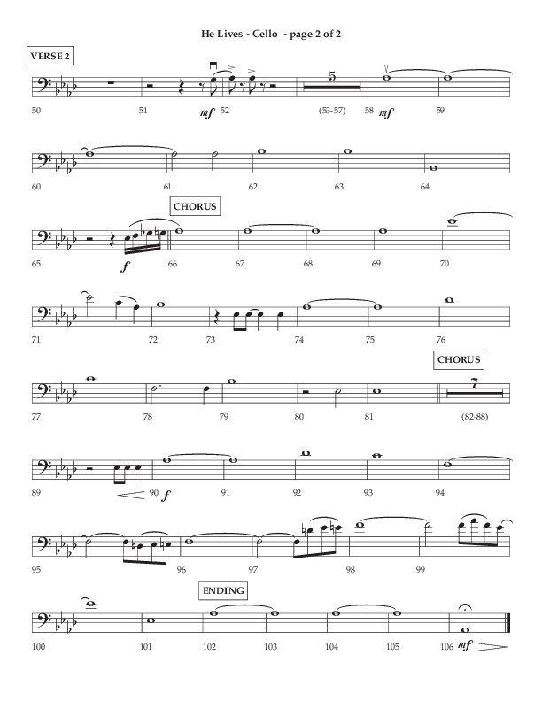 He Lives (Choral Anthem SATB) Cello (Lifeway Choral / Arr. Dale Bleam)