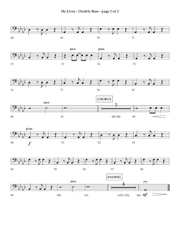 He Lives (Choral Anthem SATB) Double Bass (Lifeway Choral / Arr. Dale Bleam)