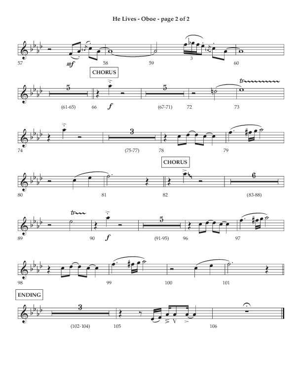He Lives (Choral Anthem SATB) Oboe (Lifeway Choral / Arr. Dale Bleam)