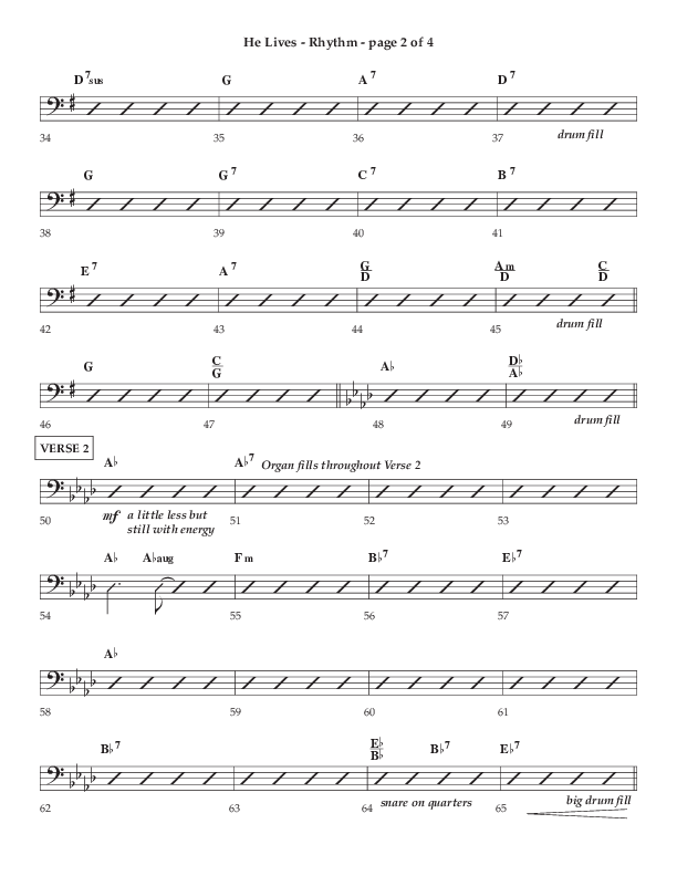 He Lives (Choral Anthem SATB) Rhythm Chart (Lifeway Choral / Arr. Dale Bleam)