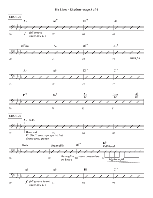 He Lives (Choral Anthem SATB) Rhythm Chart (Lifeway Choral / Arr. Dale Bleam)