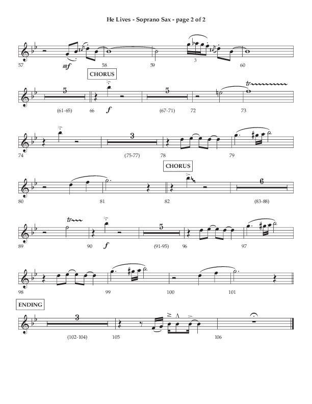 He Lives (Choral Anthem SATB) Soprano Sax (Lifeway Choral / Arr. Dale Bleam)