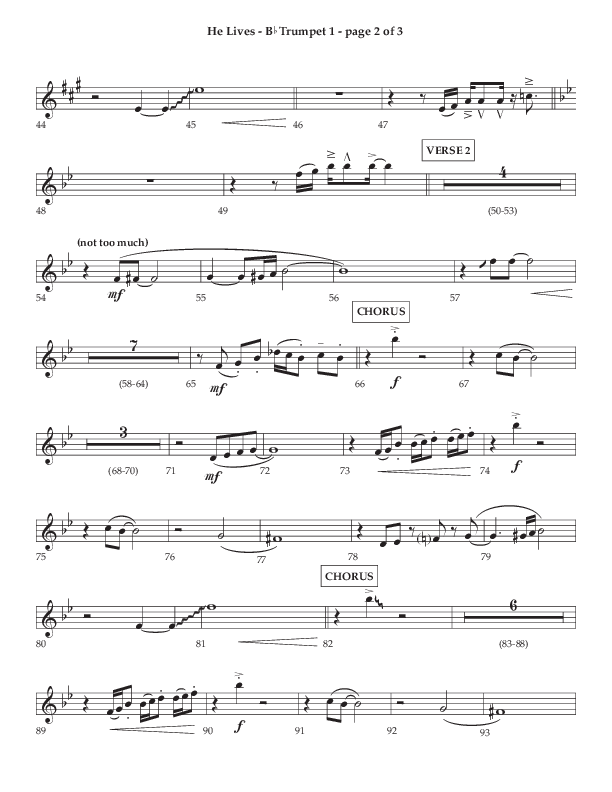 He Lives (Choral Anthem SATB) Trumpet 1 (Lifeway Choral / Arr. Dale Bleam)