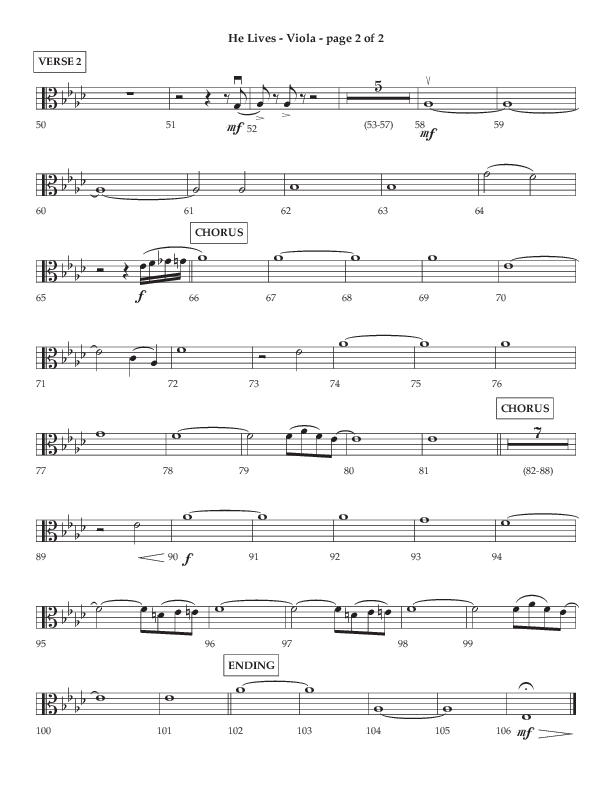 He Lives (Choral Anthem SATB) Viola (Lifeway Choral / Arr. Dale Bleam)