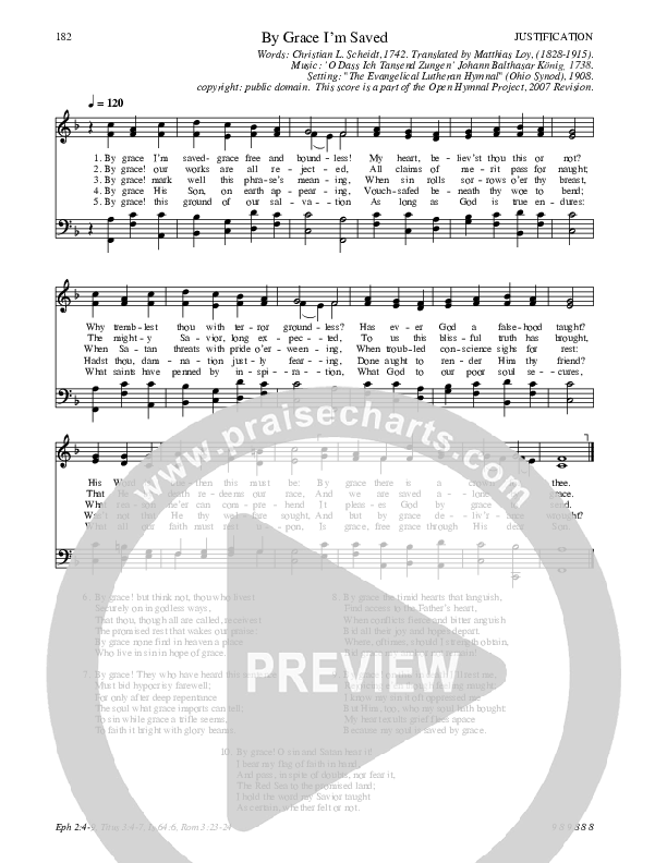 By Grace I'm Saved Hymn Sheet (SATB) (Traditional Hymn)