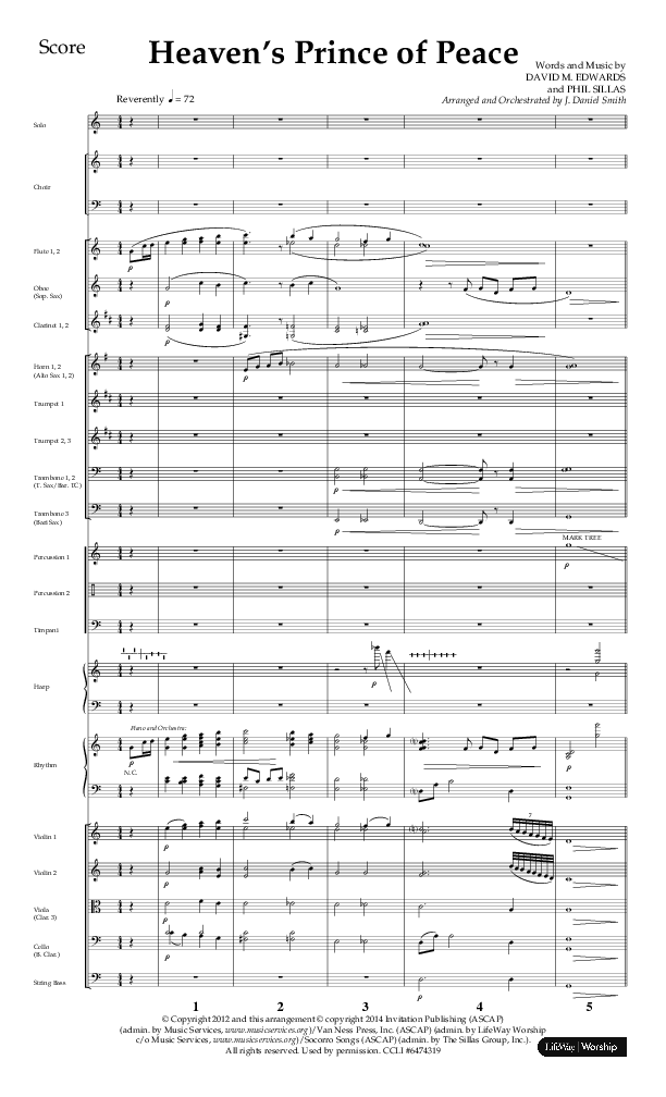 Heaven’s Prince of Peace (Choral Anthem SATB) Orchestration (Lifeway Choral / Arr. J. Daniel Smith)