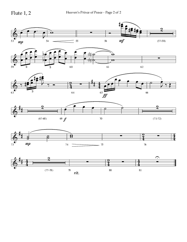 Heaven’s Prince of Peace (Choral Anthem SATB) Flute 1/2 (Lifeway Choral / Arr. J. Daniel Smith)