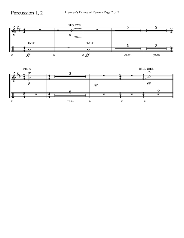 Heaven’s Prince of Peace (Choral Anthem SATB) Percussion 1/2 (Lifeway Choral / Arr. J. Daniel Smith)