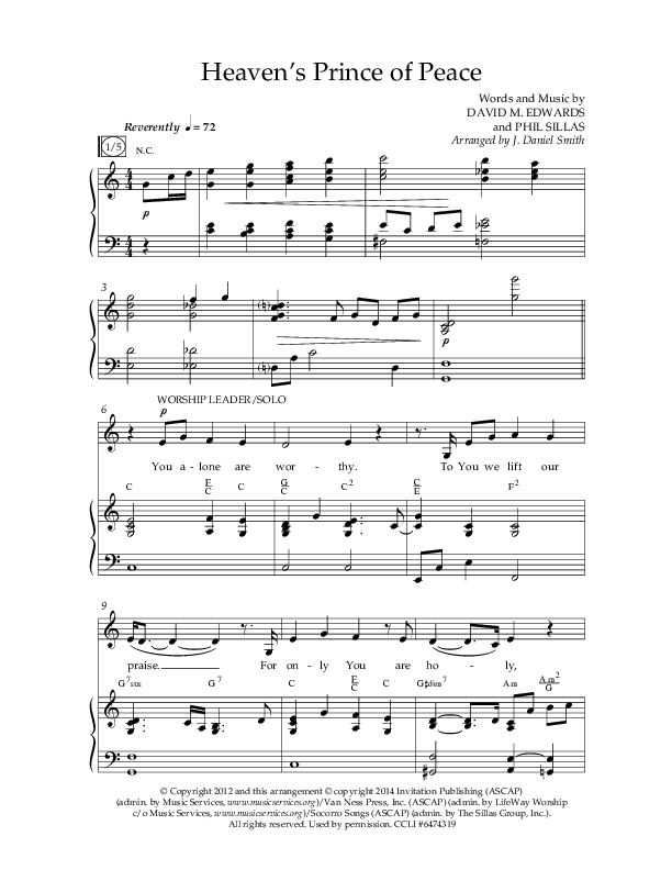 Heaven’s Prince of Peace (Choral Anthem SATB) Anthem (SATB/Piano) (Lifeway Choral / Arr. J. Daniel Smith)