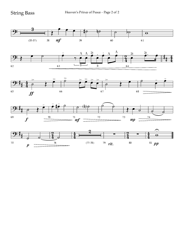 Heaven’s Prince of Peace (Choral Anthem SATB) String Bass (Lifeway Choral / Arr. J. Daniel Smith)