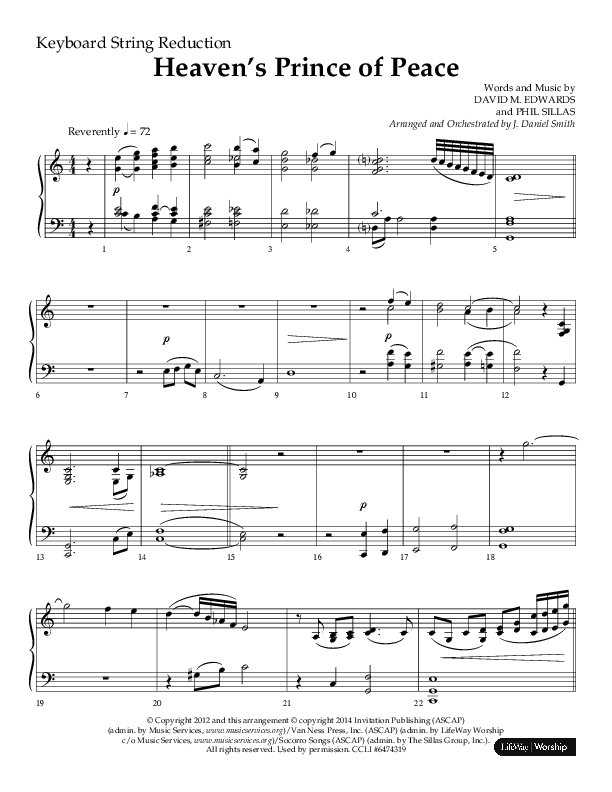 Heaven’s Prince of Peace (Choral Anthem SATB) String Reduction (Lifeway Choral / Arr. J. Daniel Smith)