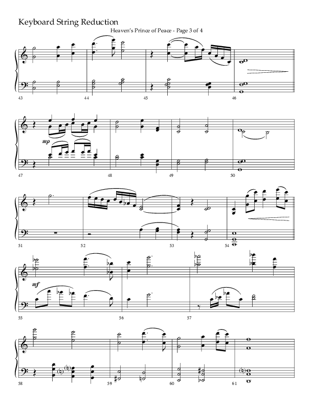 Heaven’s Prince of Peace (Choral Anthem SATB) String Reduction (Lifeway Choral / Arr. J. Daniel Smith)