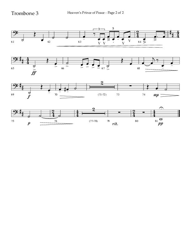Heaven’s Prince of Peace (Choral Anthem SATB) Trombone 3 (Lifeway Choral / Arr. J. Daniel Smith)