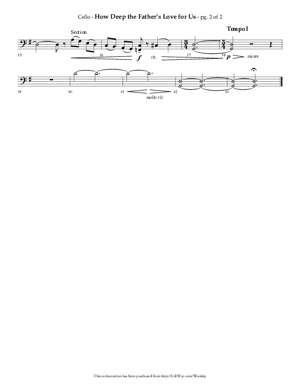 How Deep The Father's Love For Us (Choral Anthem SATB) Cello (Lifeway Choral / Arr. Philip Keveren)