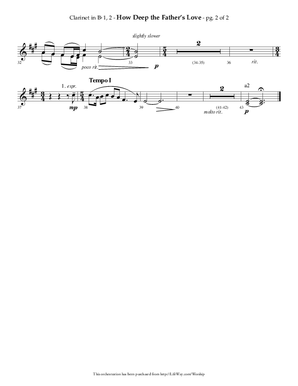 How Deep The Father's Love For Us (Choral Anthem SATB) Clarinet 1/2 (Lifeway Choral / Arr. Phillip Keveren)