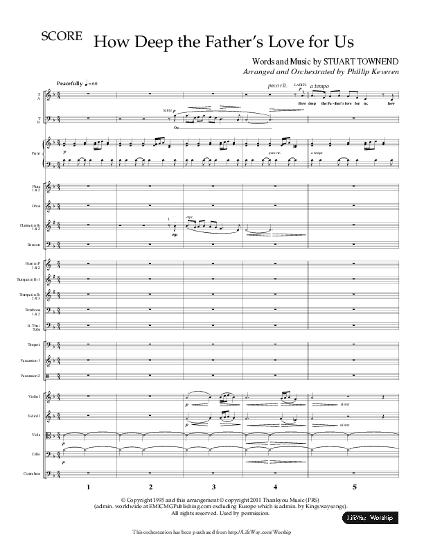 How Deep The Father's Love For Us (Choral Anthem SATB) Orchestration (Lifeway Choral / Arr. Philip Keveren)