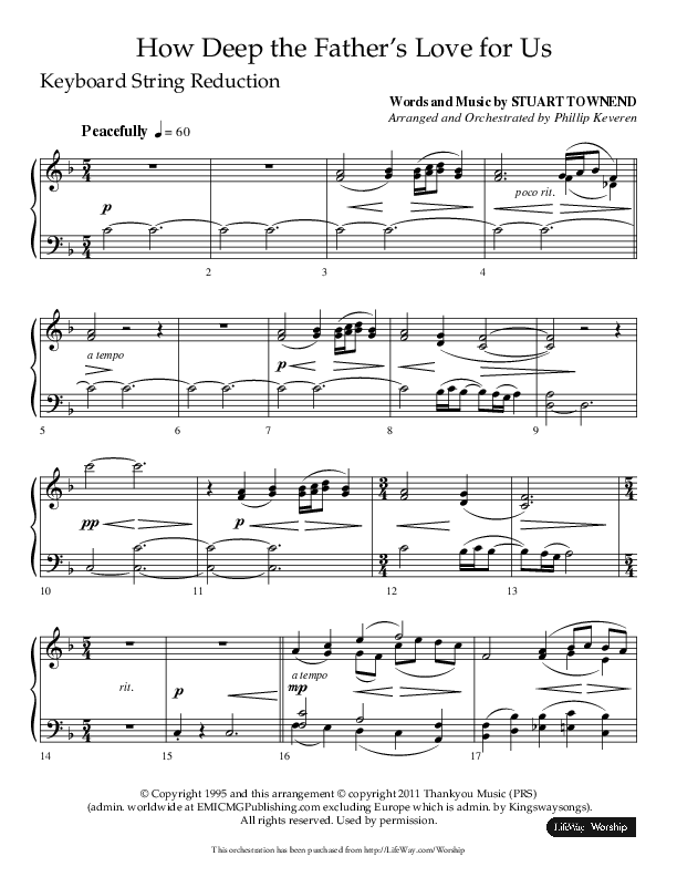 How Deep The Father's Love For Us (Choral Anthem SATB) String Reduction (Lifeway Choral / Arr. Phillip Keveren)