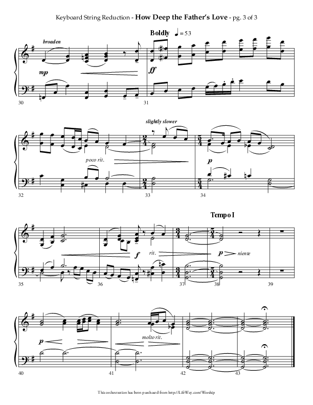 How Deep The Father's Love For Us (Choral Anthem SATB) String Reduction (Lifeway Choral / Arr. Phillip Keveren)