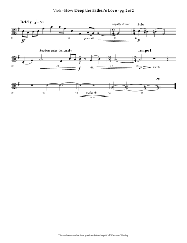 How Deep The Father's Love For Us (Choral Anthem SATB) Viola (Lifeway Choral / Arr. Phillip Keveren)