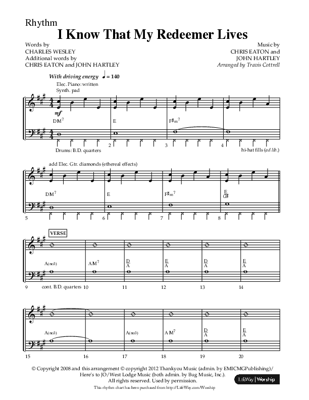 I Know That My Redeemer Lives (Choral Anthem SATB) Lead Melody & Rhythm (Lifeway Choral / Arr. Travis Cottrell)