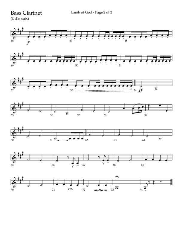 Lamb Of God (Choral Anthem SATB) Bass Clarinet (Lifeway Choral / Arr. Daniel Semsen)