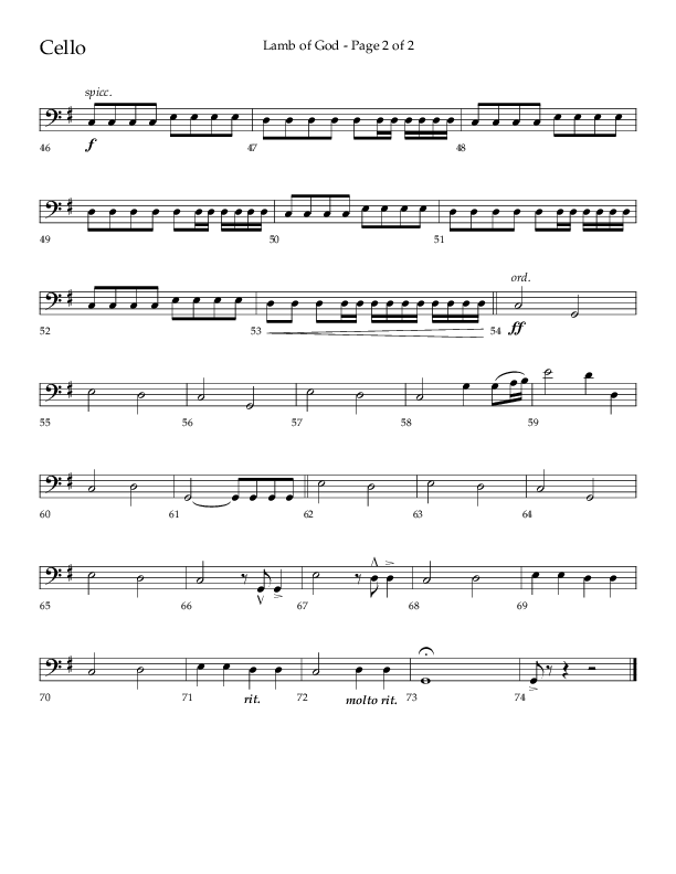 Lamb Of God (Choral Anthem SATB) Cello (Lifeway Choral / Arr. Daniel Semsen)