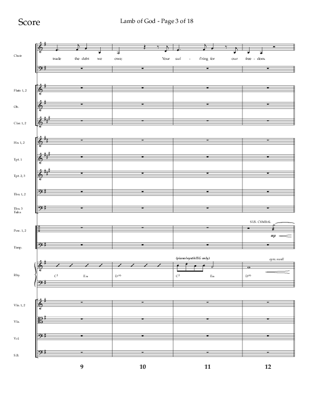 Lamb Of God (Choral Anthem SATB) Orchestration (Lifeway Choral / Arr. Daniel Semsen)