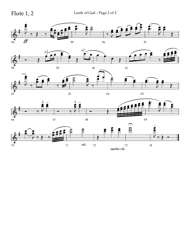 Lamb Of God (Choral Anthem SATB) Flute 1/2 (Lifeway Choral / Arr. Daniel Semsen)