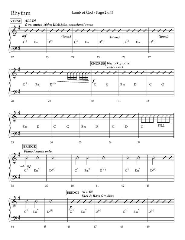 Lamb Of God (Choral Anthem SATB) Rhythm Chart (Lifeway Choral / Arr. Daniel Semsen)
