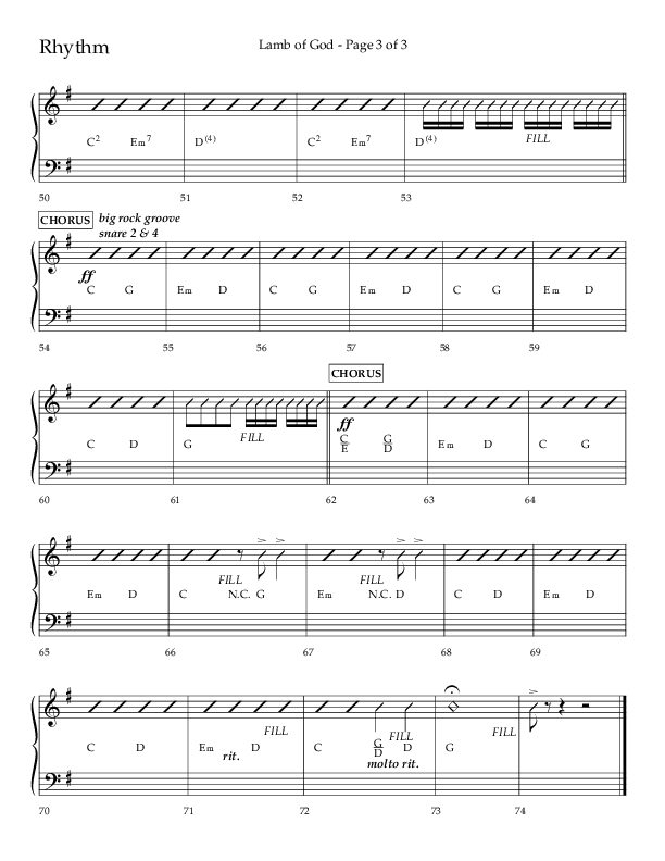 Lamb Of God (Choral Anthem SATB) Rhythm Chart (Lifeway Choral / Arr. Daniel Semsen)