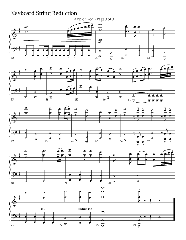 Lamb Of God (Choral Anthem SATB) String Reduction (Lifeway Choral / Arr. Daniel Semsen)