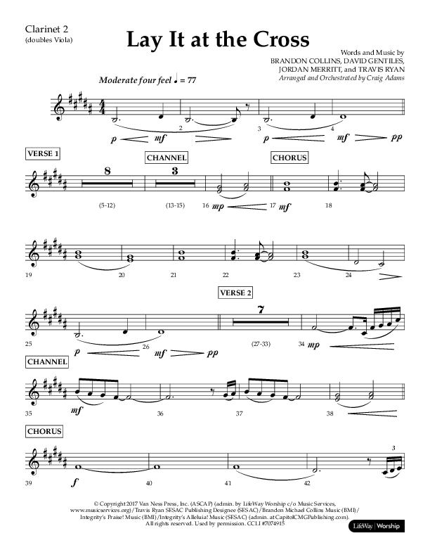 Lay It At The Cross (Choral Anthem SATB) Clarinet 1/2 (Lifeway Choral / Arr. Craig Adams)