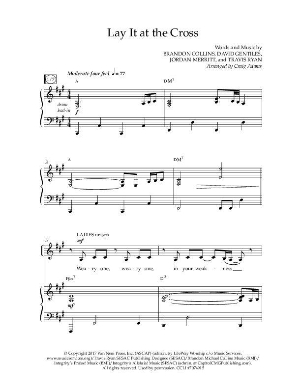 Lay It At The Cross (Choral Anthem SATB) Anthem (SATB/Piano) (Lifeway Choral / Arr. Craig Adams)