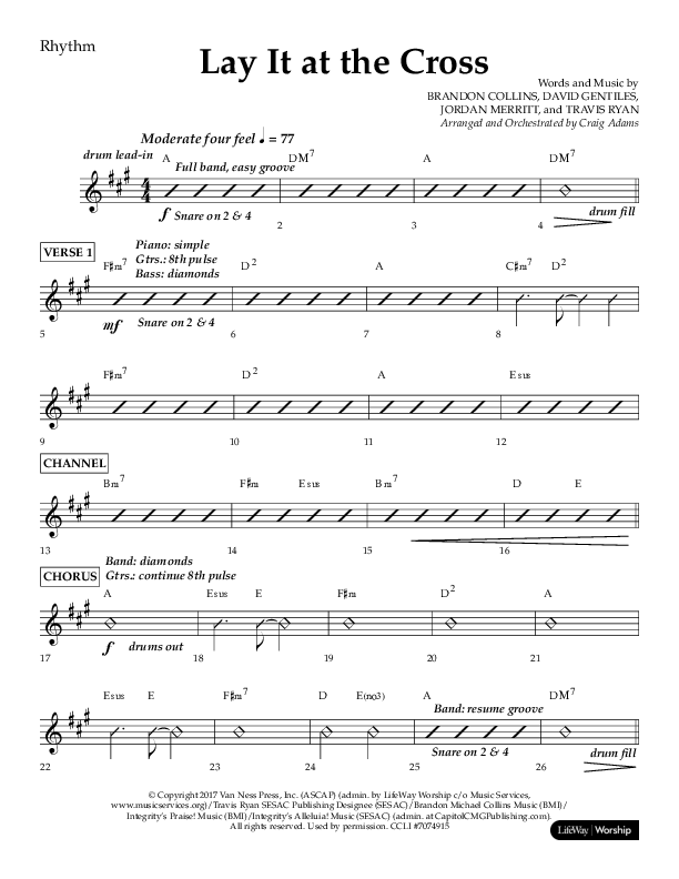 Lay It At The Cross (Choral Anthem SATB) Rhythm Chart (Lifeway Choral / Arr. Craig Adams)