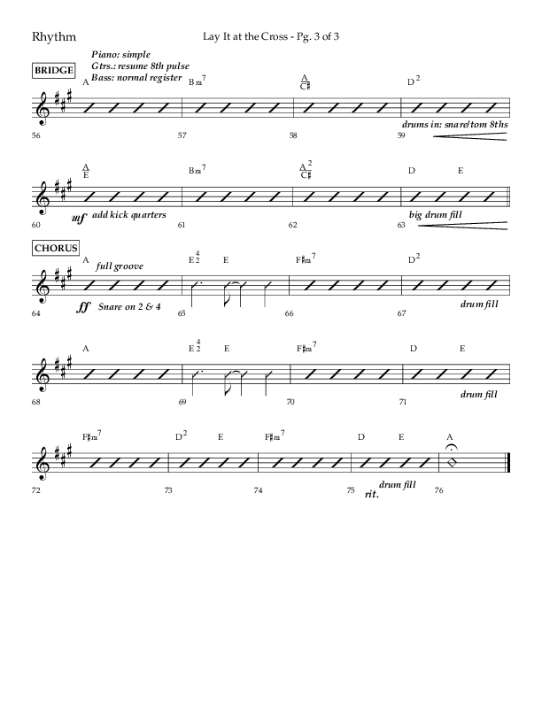 Lay It At The Cross (Choral Anthem SATB) Rhythm Chart (Lifeway Choral / Arr. Craig Adams)