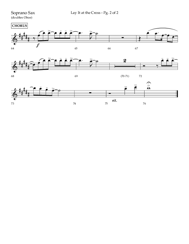 Lay It At The Cross (Choral Anthem SATB) Soprano Sax (Lifeway Choral / Arr. Craig Adams)