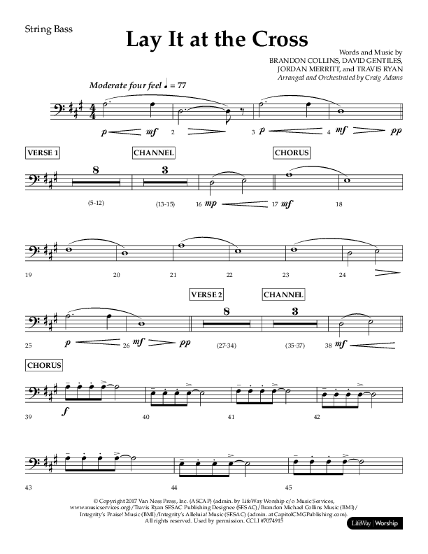 Lay It At The Cross (Choral Anthem SATB) String Bass (Lifeway Choral / Arr. Craig Adams)