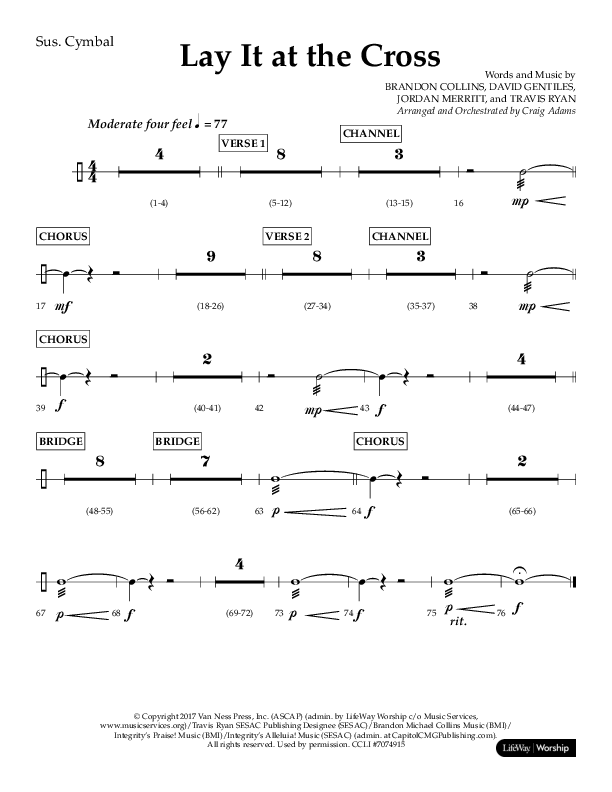 Lay It At The Cross (Choral Anthem SATB) Suspended Cymbal (Lifeway Choral / Arr. Craig Adams)