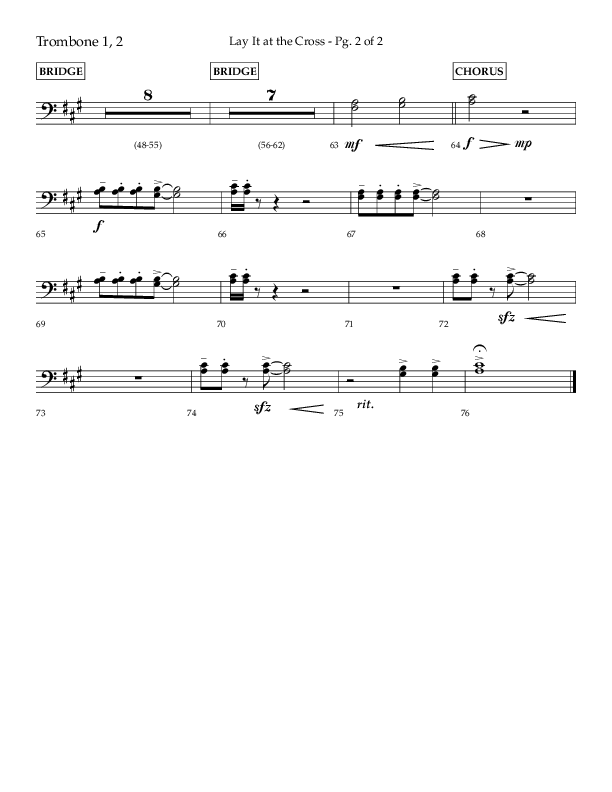 Lay It At The Cross (Choral Anthem SATB) Trombone 1/2 (Lifeway Choral / Arr. Craig Adams)