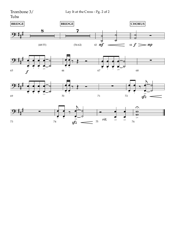 Lay It At The Cross (Choral Anthem SATB) Trombone 3/Tuba (Lifeway Choral / Arr. Craig Adams)