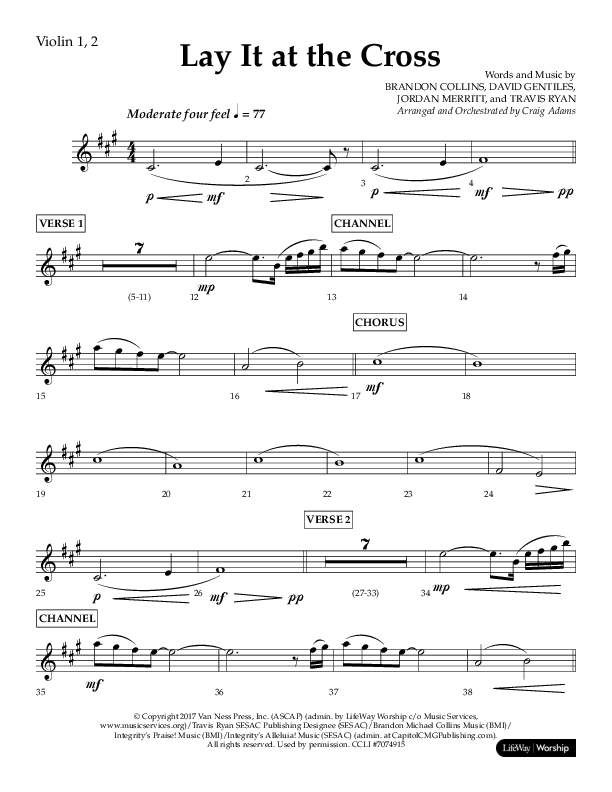 Lay It At The Cross (Choral Anthem SATB) Violin 1/2 (Lifeway Choral / Arr. Craig Adams)