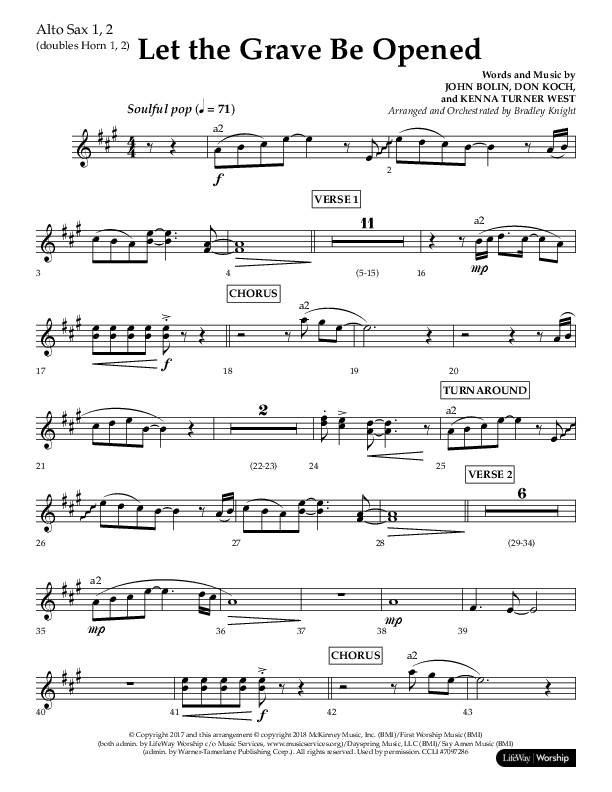 Let The Grave Be Opened (Choral Anthem SATB) Alto Sax 1/2 (Lifeway Choral / Arr. Bradley Knight)